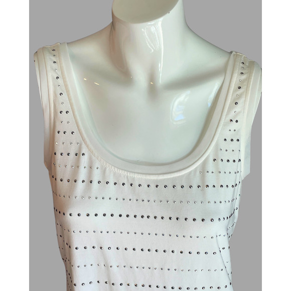 Lot of 2 Sz M White Knit Tank Tops WHBM Embellished Loft Lace Good for Layering - Picture 12 of 16